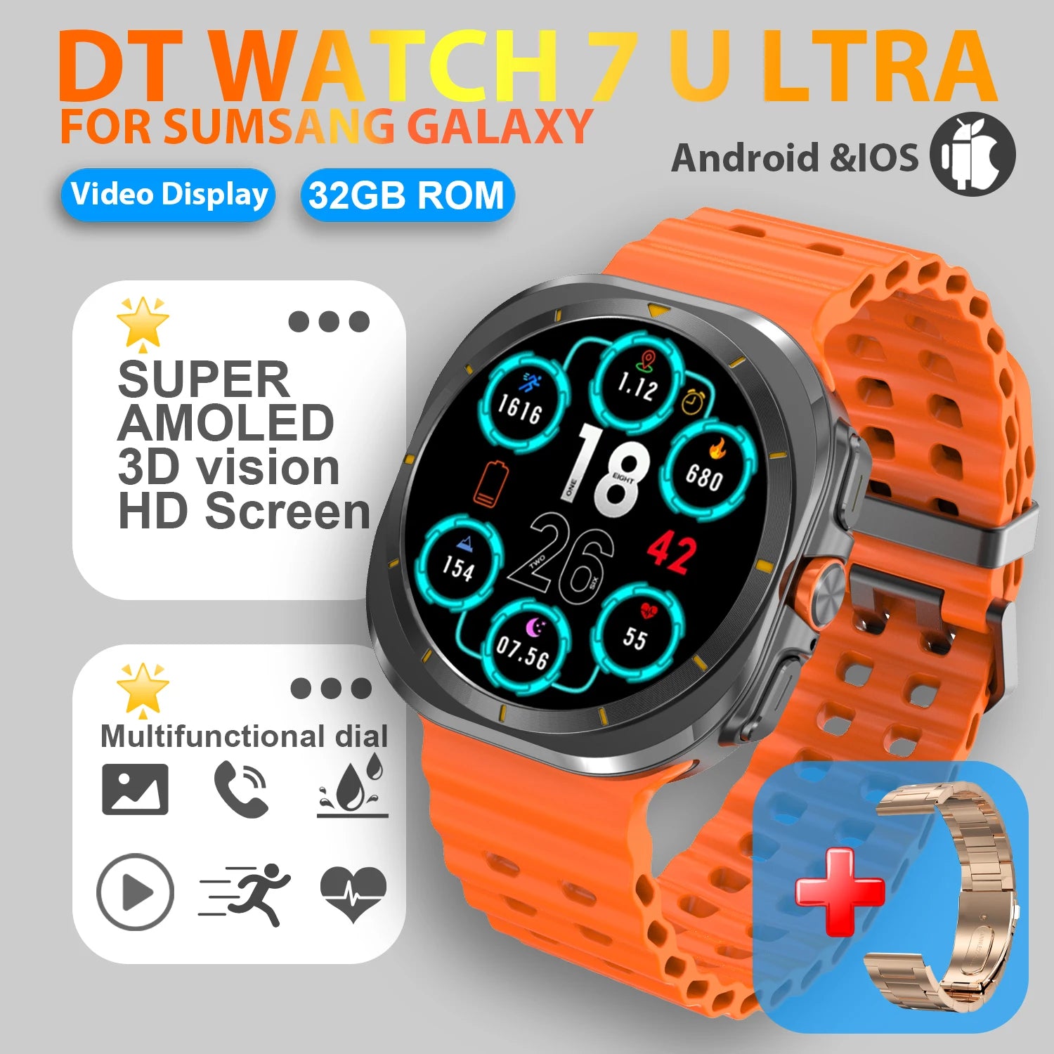 2025 Watch 7 Ultra Smartwatch with GPS & 32GB Memory