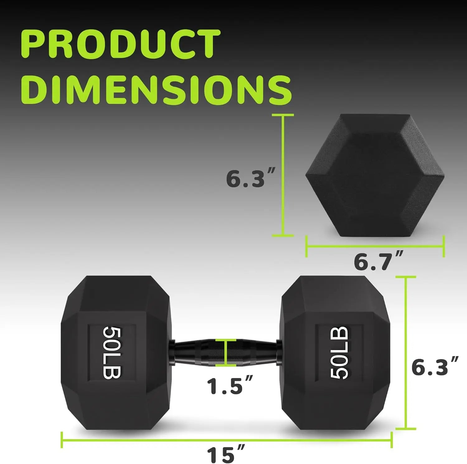 Rubber Encased Hex Dumbbell with Anti-Slip Handle