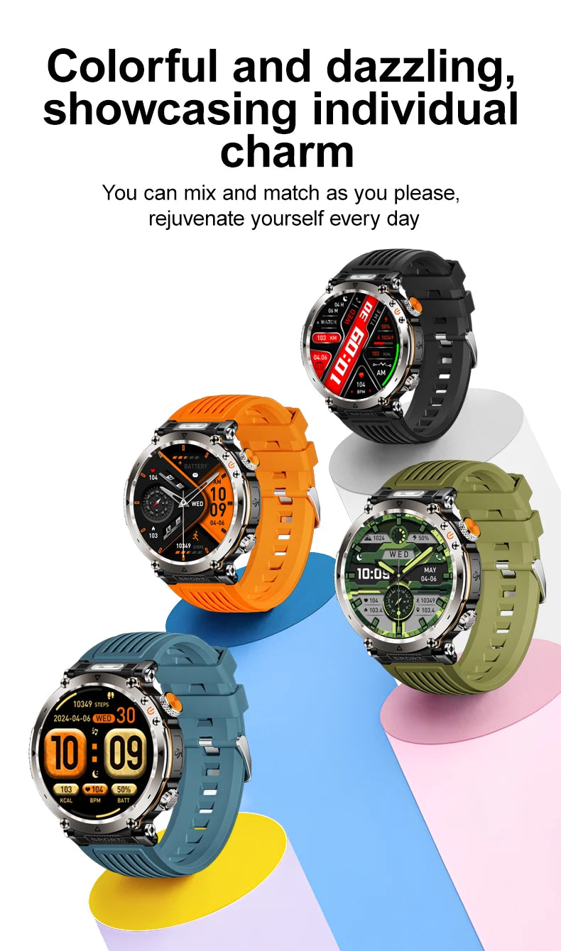 5ATM Outdoor Smartwatch GPS Compass 600mAh