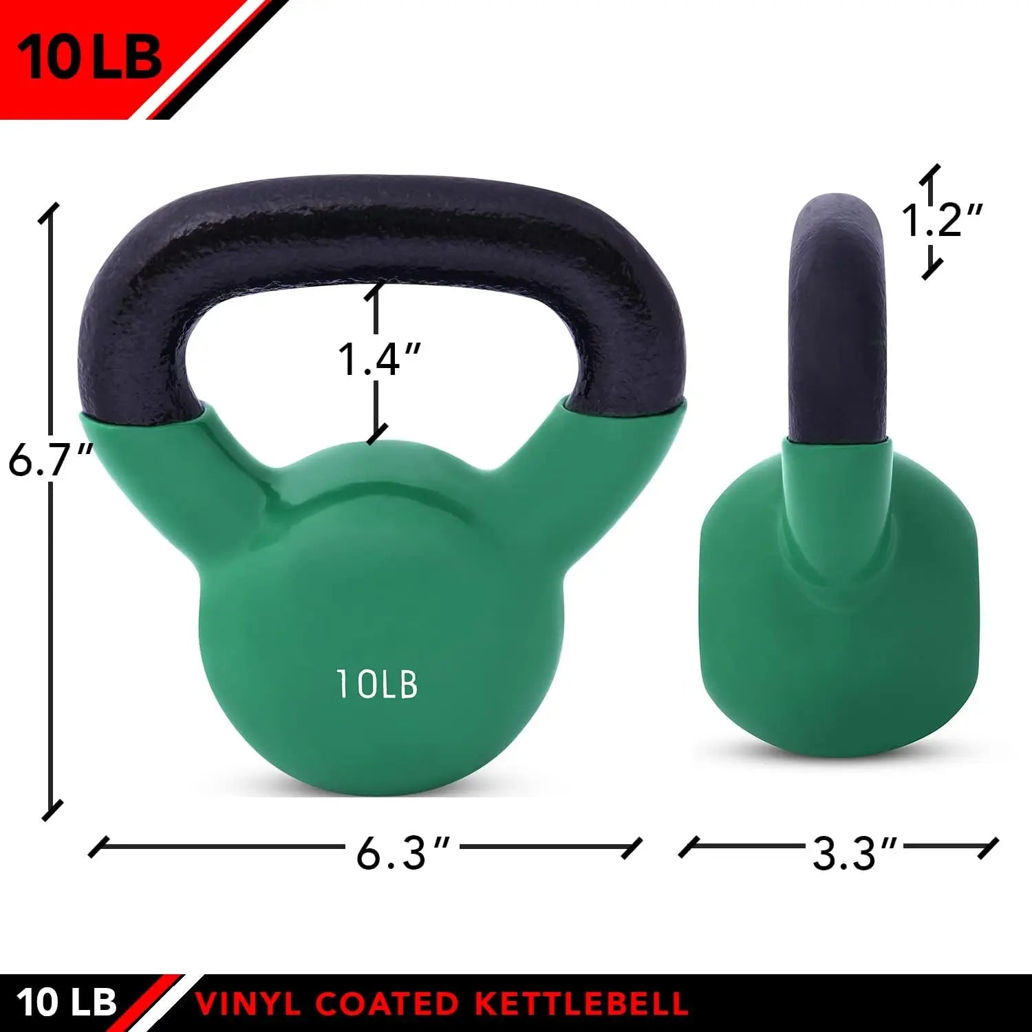 10LB Vinyl Coated Kettlebell – Green