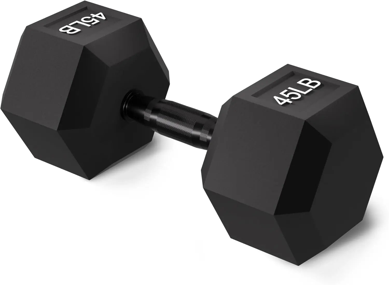 Rubber Encased Hex Dumbbell with Anti-Slip Handle