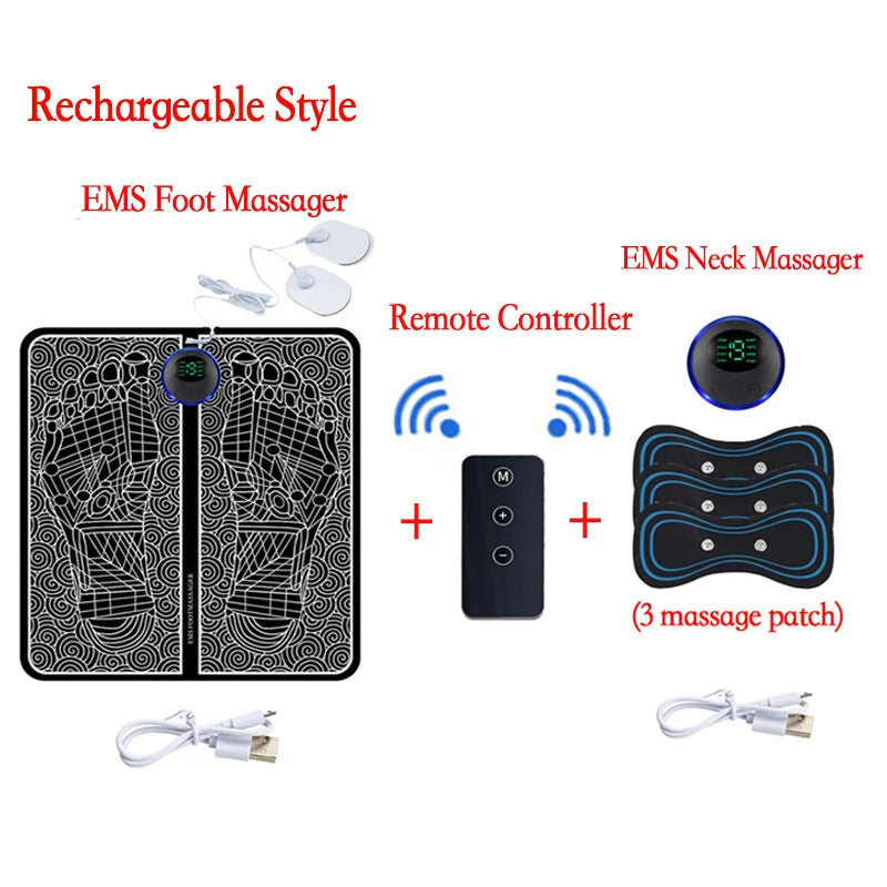 Remote EMS Foot Massager Pad – Portable Electric Circulation & Pain Relief Mat