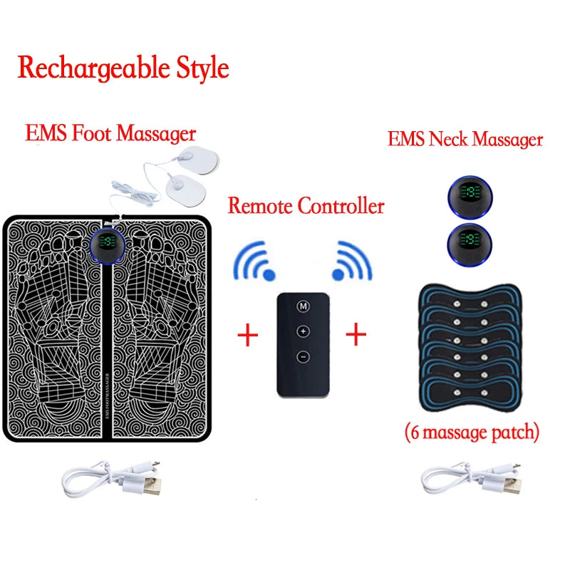 Remote EMS Foot Massager Pad – Portable Electric Circulation & Pain Relief Mat