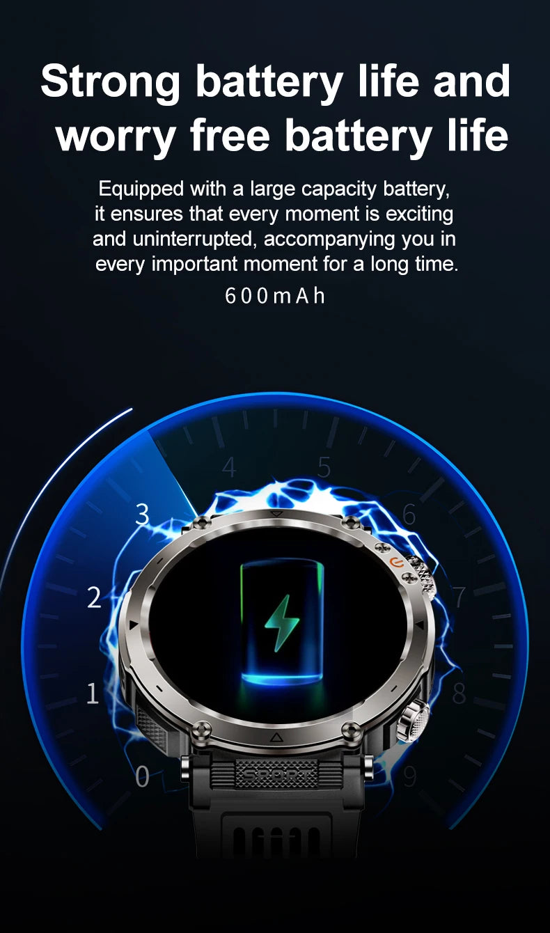 5ATM Outdoor Smartwatch GPS Compass 600mAh