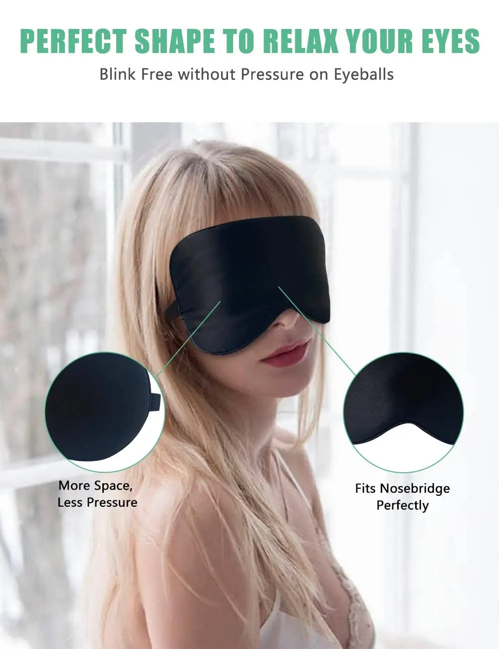 100% Pure Silk Sleep Mask Light Blockout