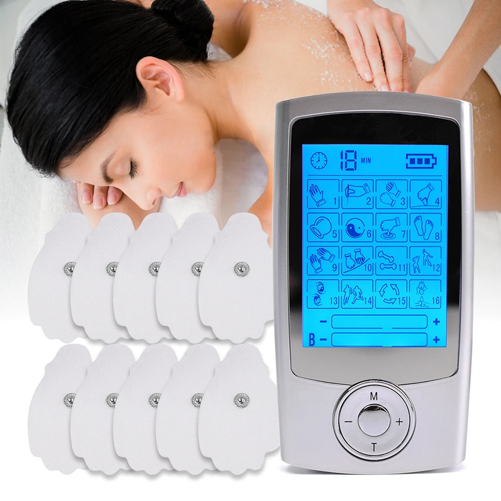 TENS & EMS Muscle Stimulator – 16-Mode Dual Channel Pulse Therapy Device