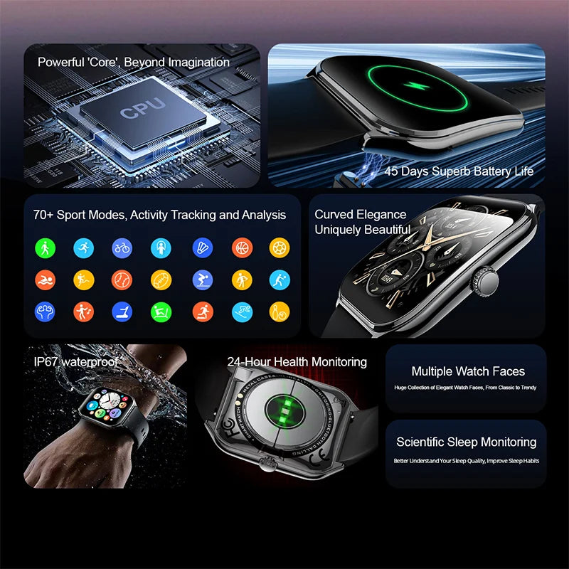 Ultra-Thin 1.96" AMOLED Smartwatch with Call Reminder