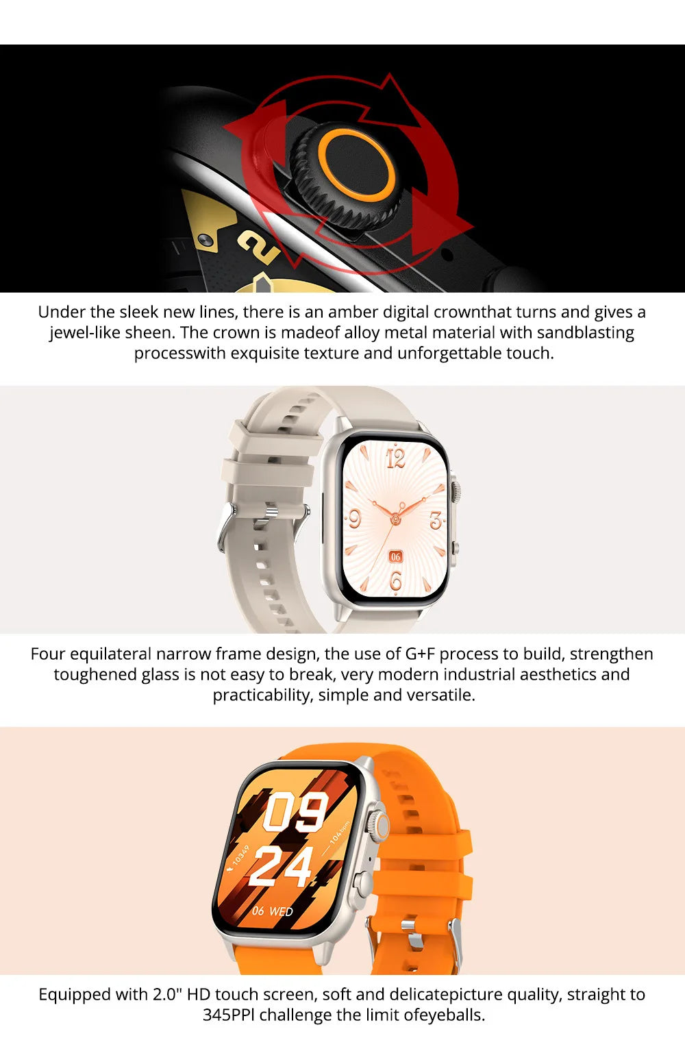 C81 Sports Smartwatch 2.0" AMOLED Bluetooth Call