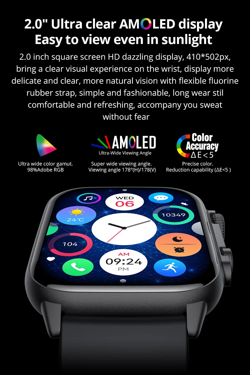 C81 Sports Smartwatch 2.0" AMOLED Bluetooth Call