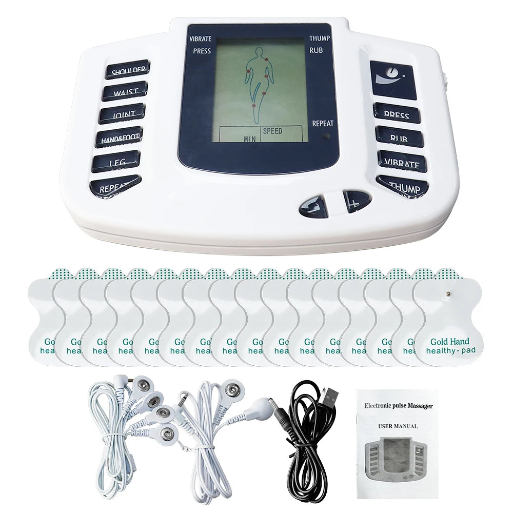 EMS & TENS 16-Pad Massage Machine – 10-Level Acupuncture Therapy Device