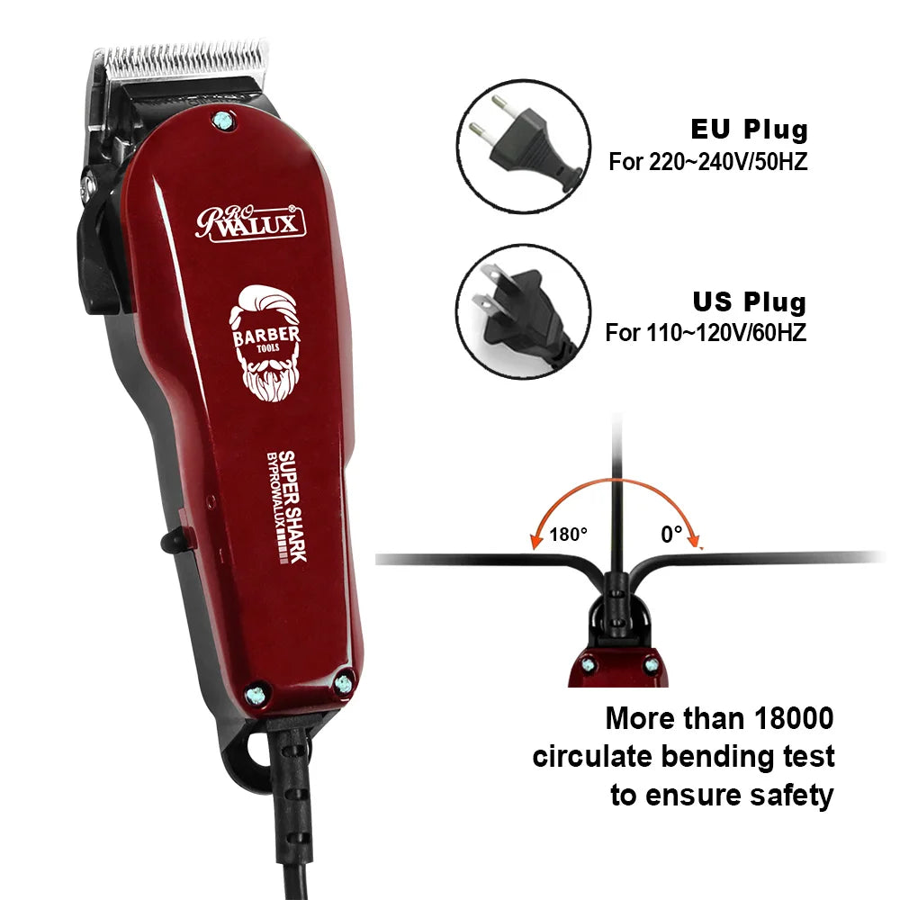 WALUX Professional Hair Clipper – 10W Powerful Trimmer with 8 Guard Combs