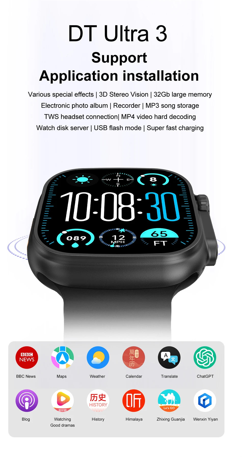2025 DT Ultra 3 Pro Smartwatch with NFC & 32GB Memory