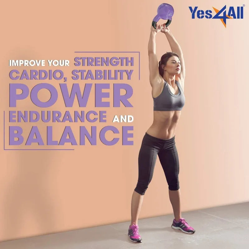 Yes4All Vinyl Coated Kettlebell Set – Full Body Workout & Strength Training