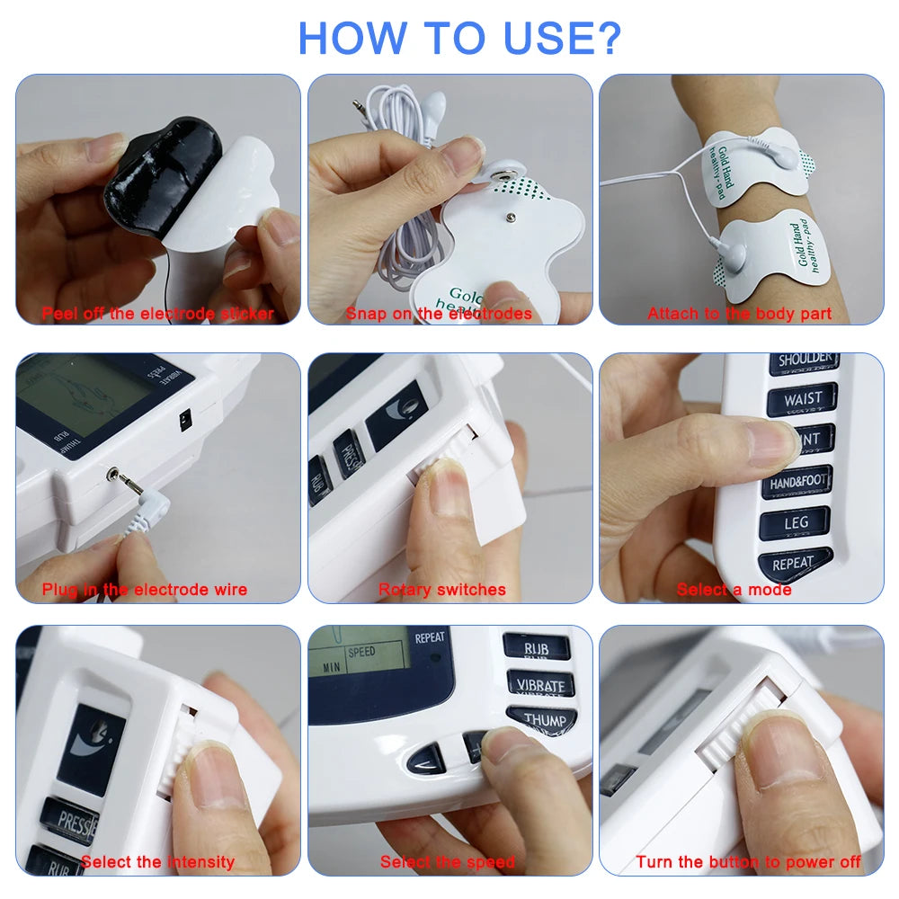 EMS & TENS 16-Pad Massage Machine – 10-Level Acupuncture Therapy Device