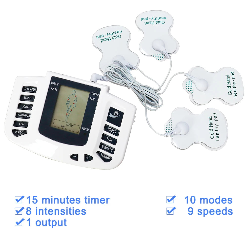 EMS & TENS 16-Pad Massage Machine – 10-Level Acupuncture Therapy Device